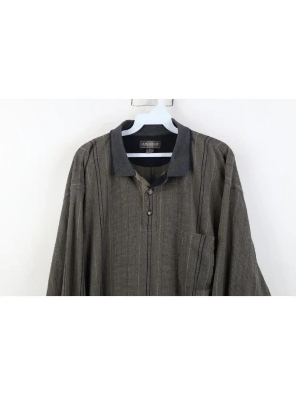 Vintage 90s Streetwear Mens XL Faded Striped Knit Long Sleeve Golf Polo Shirt